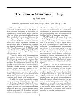 The Failure to Attain Socialist Unity [June 1908] 1