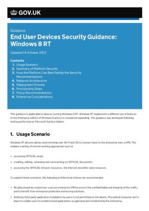 End User Devices Security Guidance: Windows 8 RT Updated 14 October 2013
