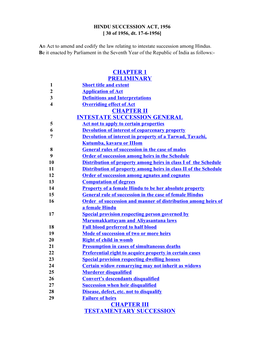 HINDU SUCCESSION ACT, 1956 [ 30 of 1956, Dt