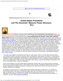 United States Presidents and the Illuminati / Masonic Power Structure Pt3