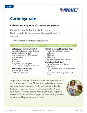 MOVE! Nutrition Handout N14: Carbohydrate