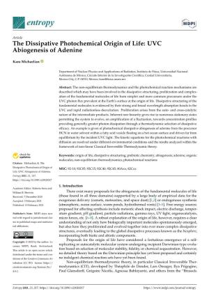 The Dissipative Photochemical Origin of Life: UVC Abiogenesis of Adenine