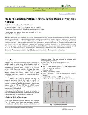 Study of Radiation Patterns Using Modified Design of Yagi-Uda Antenna G