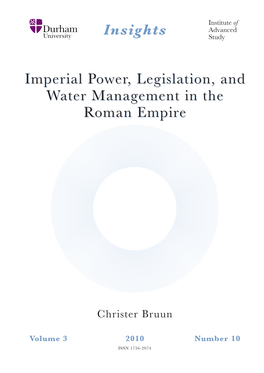 Imperial Power, Legislation. and Water Management in the Roman