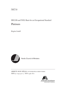 DECOS and NEG Basis for an Occupational Standard Platinum