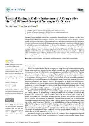 Trust and Sharing in Online Environments: a Comparative Study of Different Groups of Norwegian Car Sharers