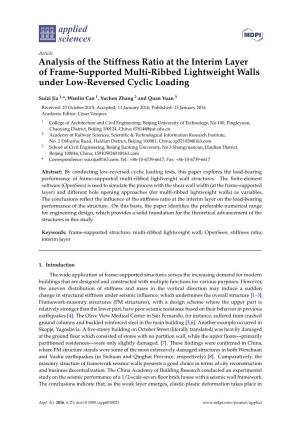 Analysis of the Stiffness Ratio at the Interim Layer of Frame-Supported Multi-Ribbed Lightweight Walls Under Low-Reversed Cyclic Loading