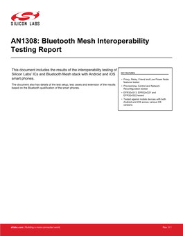 Bluetooth Mesh Interoperability Testing Report