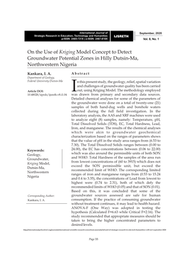 On the Use of Kriging Model Concept to Detect Groundwater Potential Zones in Hilly Dutsin-Ma, Northwestern Nigeria