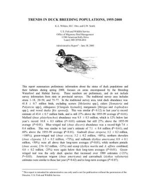 Trends in Duck Breeding Populations, 1955-2000