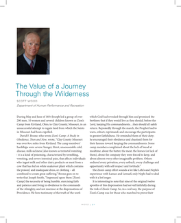 The Value of a Journey Through the Wilderness SCOTT WOOD Department of Human Performance and Recreation