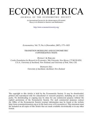 Transition Modeling and Econometric Convergence Tests