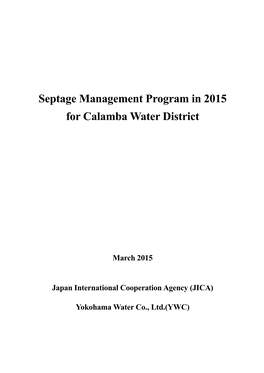 Septage Management Program in 2015 for Calamba Water District