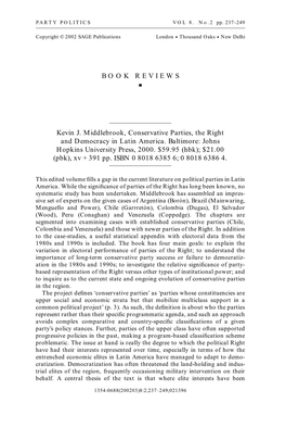 BOOK REVIEWS Kevin J. Middlebrook, Conservative Parties, the Right