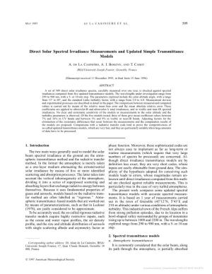 Direct Solar Spectral Irradiance Measurements and Updated Simple Transmittance Models