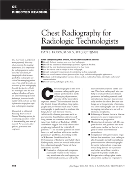 Chest Radiography for Radiologic Technologists