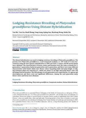 Lodging-Resistance Breeding of Platycodon Grandiflorus Using Distant Hybridization
