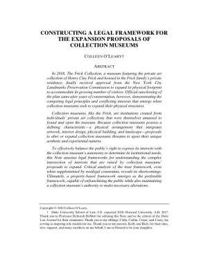 Constructing a Legal Framework for the Expansion Proposals of Collection Museums