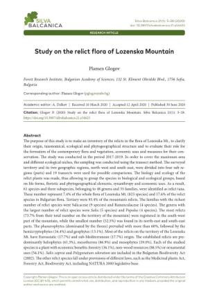 Study on the Relict Flora of Lozenska Mountain