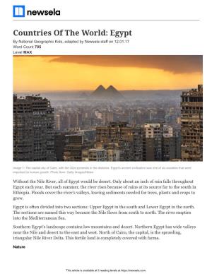 Countries of the World: Egypt by National Geographic Kids, Adapted by Newsela Staff on 12.01.17 Word Count 705 Level MAX
