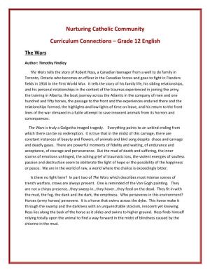 Nurturing Catholic Community Curriculum Connections – Grade 12 English