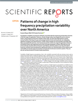 Patterns of Change in High Frequency Precipitation Variability Over North