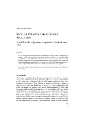 A Profile of the Religious Development in Denmark Since 1968