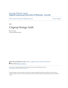 Citigroup Strategic Audit Kurt Cronican University of Nebraska-Lincoln
