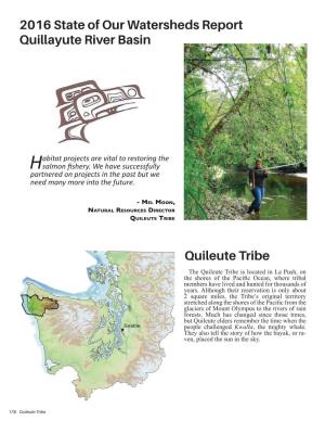2016 State of Our Watersheds Report Quillayute River Basin Quileute Tribe