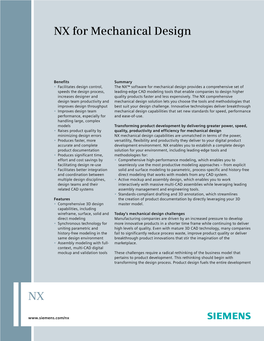 NX for Mechanical Design Fact Sheet