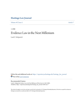 Evidence Law in the Next Millenium Laird C