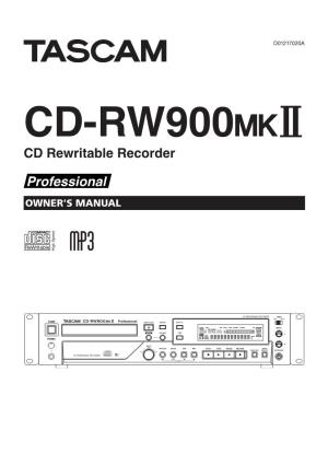 CD-RW900MKII Owner's Manual