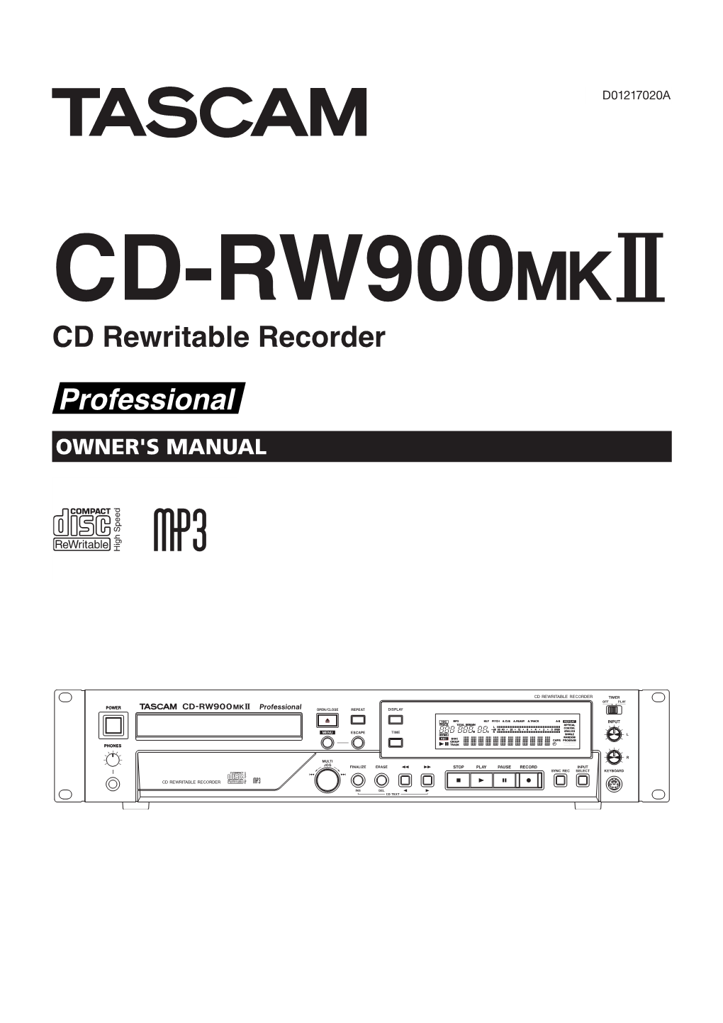 CD-RW900MKII Owner's Manual