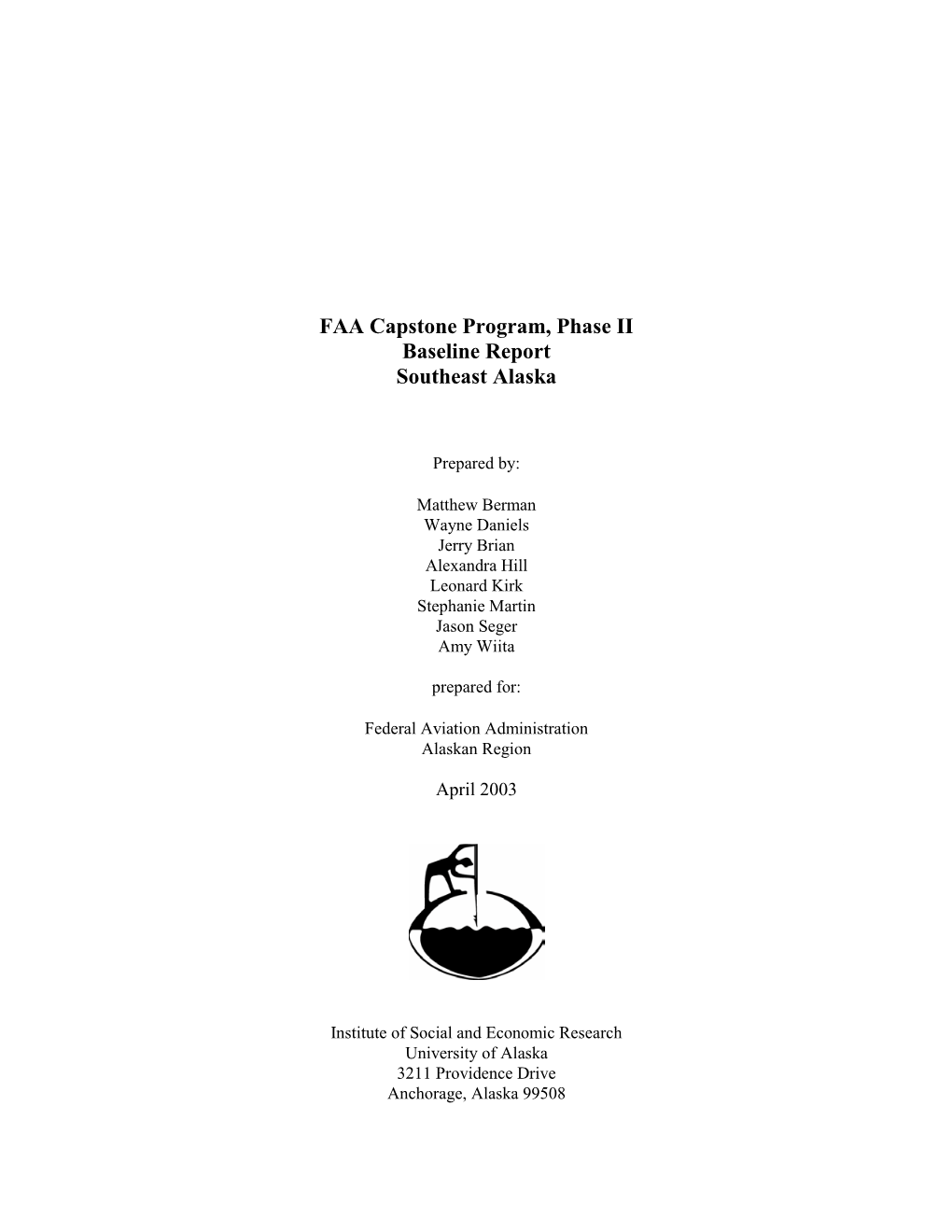FAA Capstone Program, Phase II Baseline Report Southeast Alaska