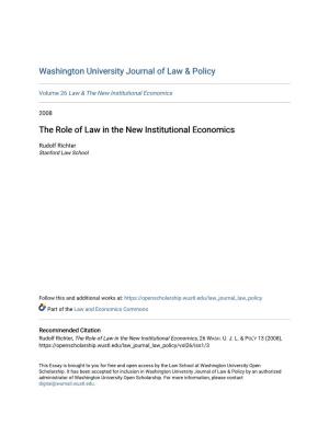 The Role of Law in the New Institutional Economics