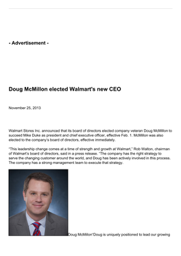 Doug Mcmillon Elected Walmart's New CEO