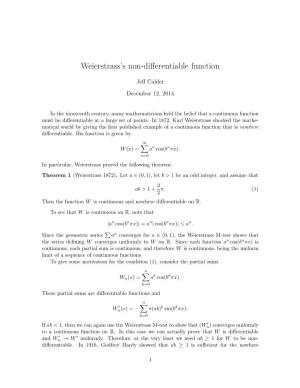 Weierstrass's Non-Differentiable Function