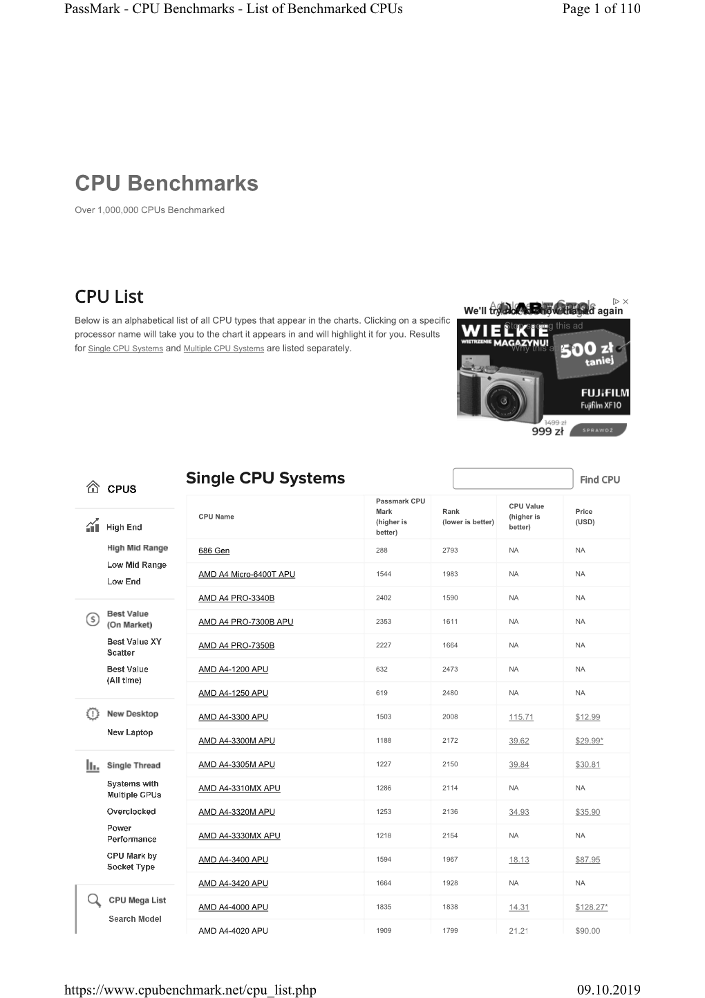 CPU Benchmarks - List of Benchmarked Cpus Page 1 of 110