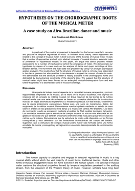 HYPOTHESES on the CHOREOGRAPHIC ROOTS of the MUSICAL METER a Case Study on Afro-Brazilian Dance and Music
