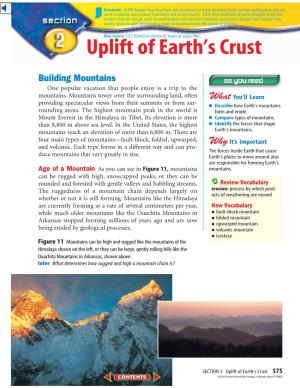 Uplift of Earth's Crust