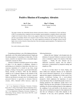 Positive Illusion of Exemplary Altruists