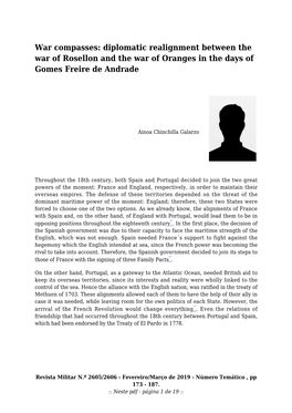 Diplomatic Realignment Between the War of Rosellon and the War of Oranges in the Days of Gomes Freire De Andrade