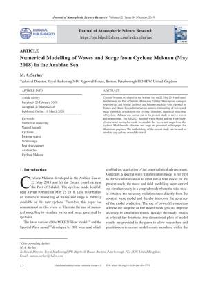 Numerical Modelling of Waves and Surge from Cyclone Mekunu (May 2018) in the Arabian Sea