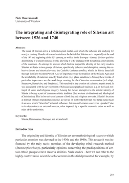 The Integrating and Disintegrating Role of Silesian Art Between 1526 and 1740