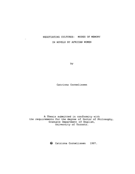 IN NOVELS by AFRICAN WOMEN Catriona Cornelissen a Thesis