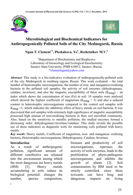 Microbiological and Biochemical Indicators for Anthropogenically Polluted Soils of the City Mednogorsk, Russia