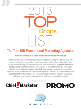 The Top 100 Promotional Marketing Agencies