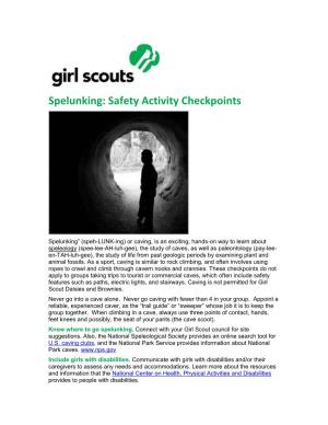 Spelunking: Safety Activity Checkpoints