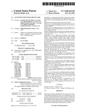 (12) United States Patent (10) Patent No.: US 7820,442 B2 Petersen-Mahrt Et Al