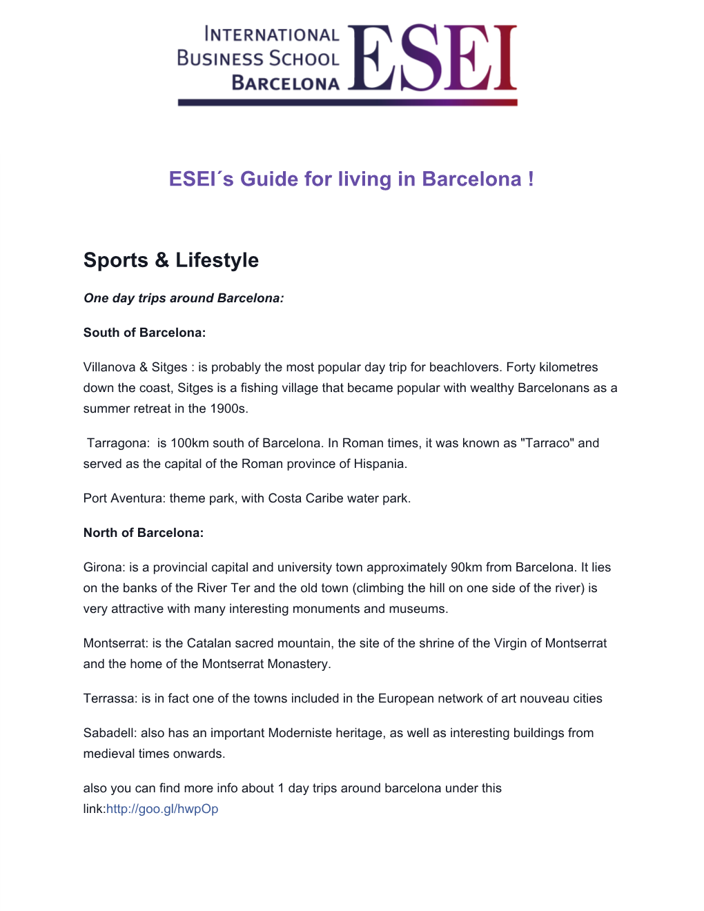 ESEI´S Guide for Living in Barcelona !